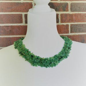 Beaded collar necklace, green collar necklace